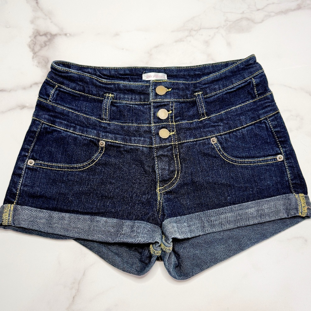 High Waist Denim Sailor Shorts